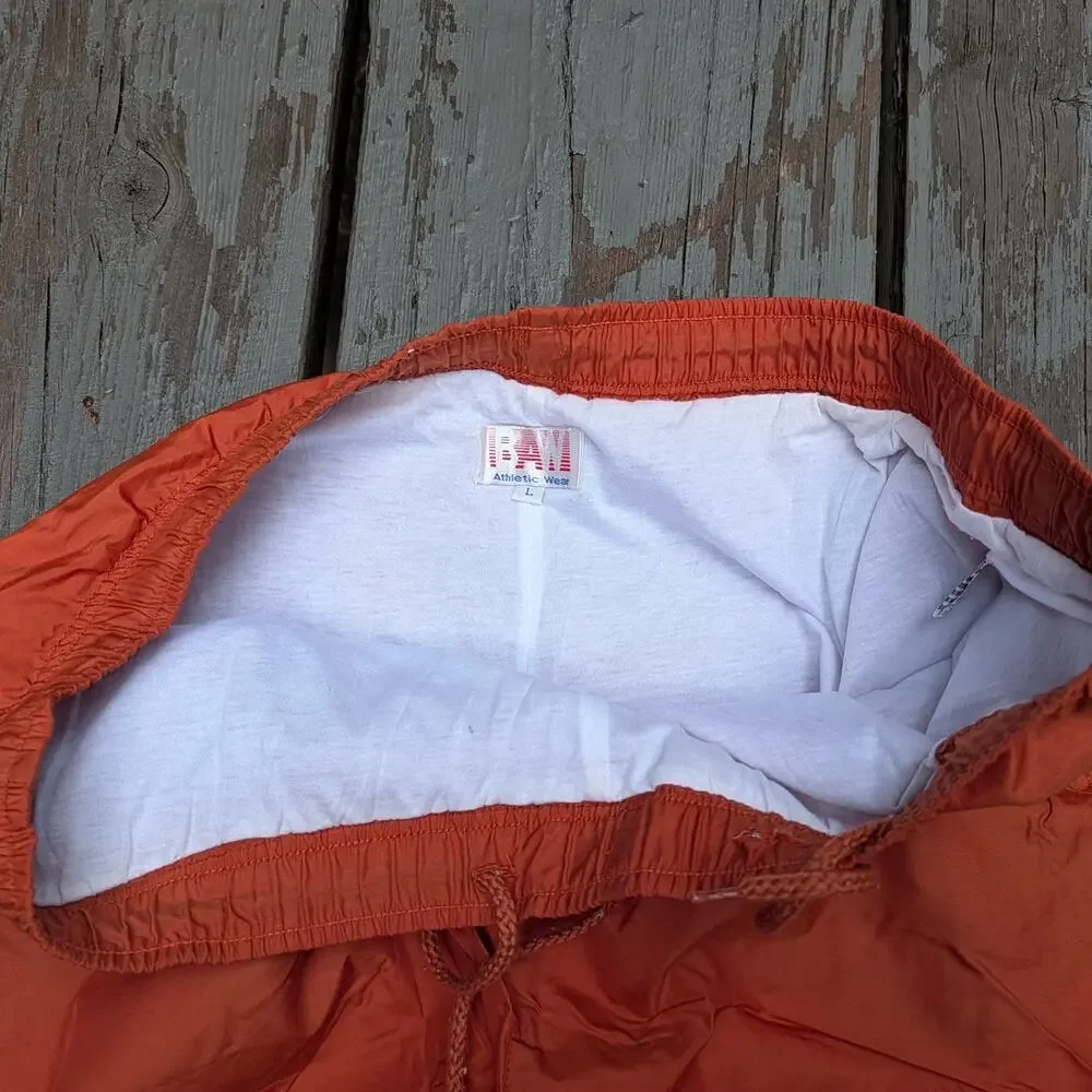 Vintage RAW Men's L Orange Nylon Windpants Y2K Gorpcore Skater Baggy Archive